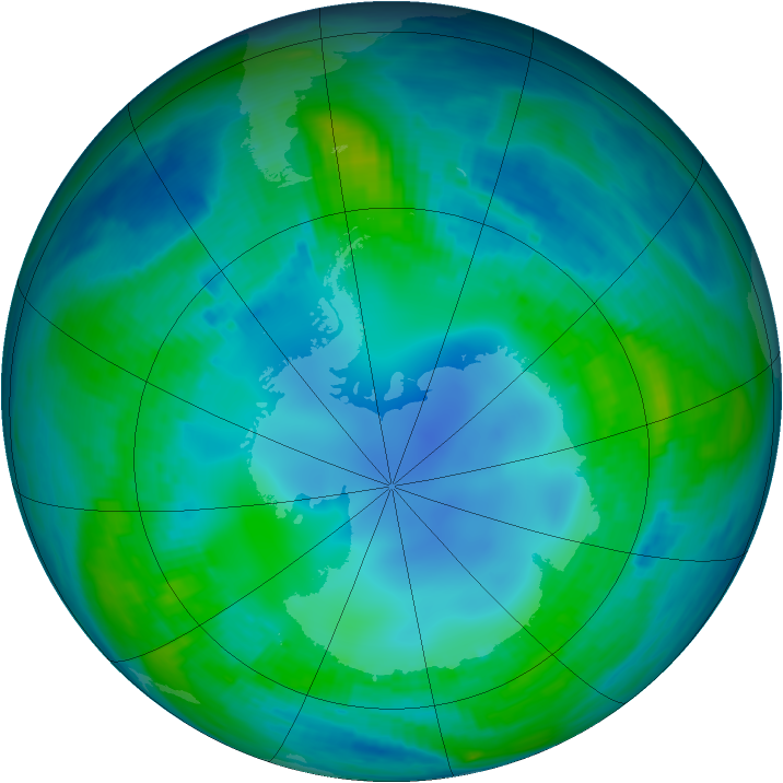 Antarctic ozone map for 07 May 1987